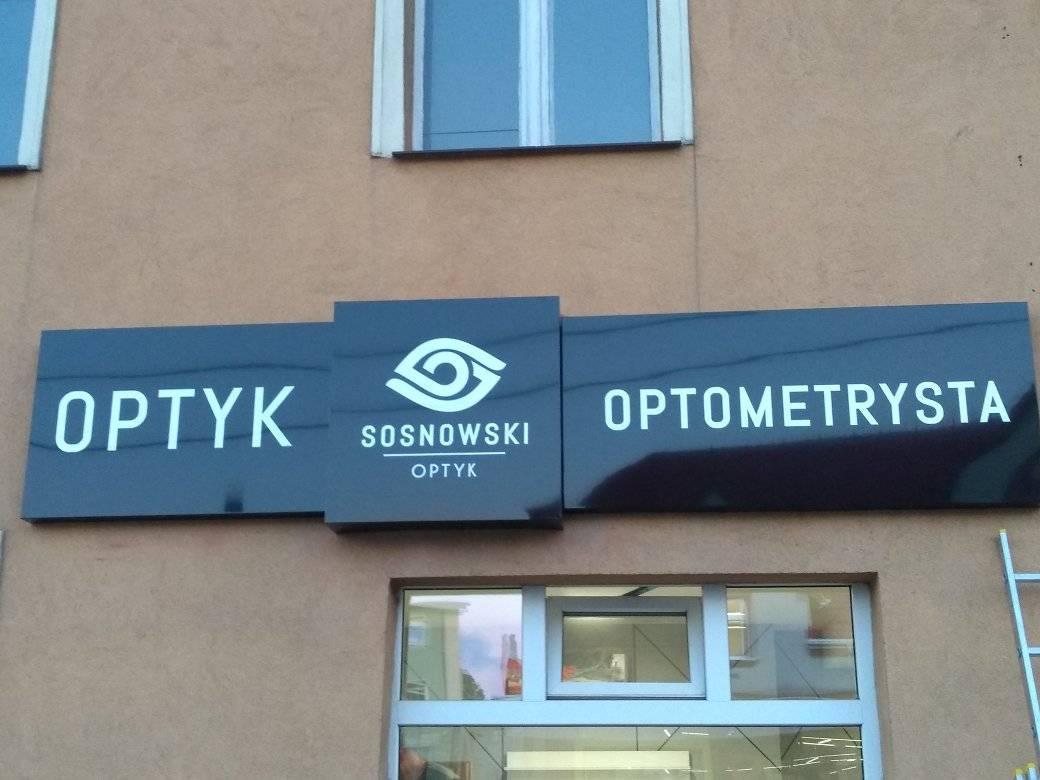 Szyld salonu Sosnowski Optyk Optometrysta